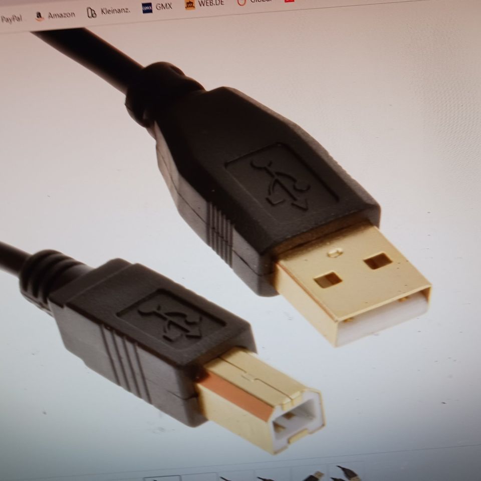 2 X Gold USB 2.0 High Speed Kabel Drucker A Zu B Stecker - 0,25m in Wiesau