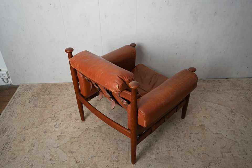 4x Vintage Teak Admiral Stuhl Sessel Echtleder Lounge Chair in Hamburg