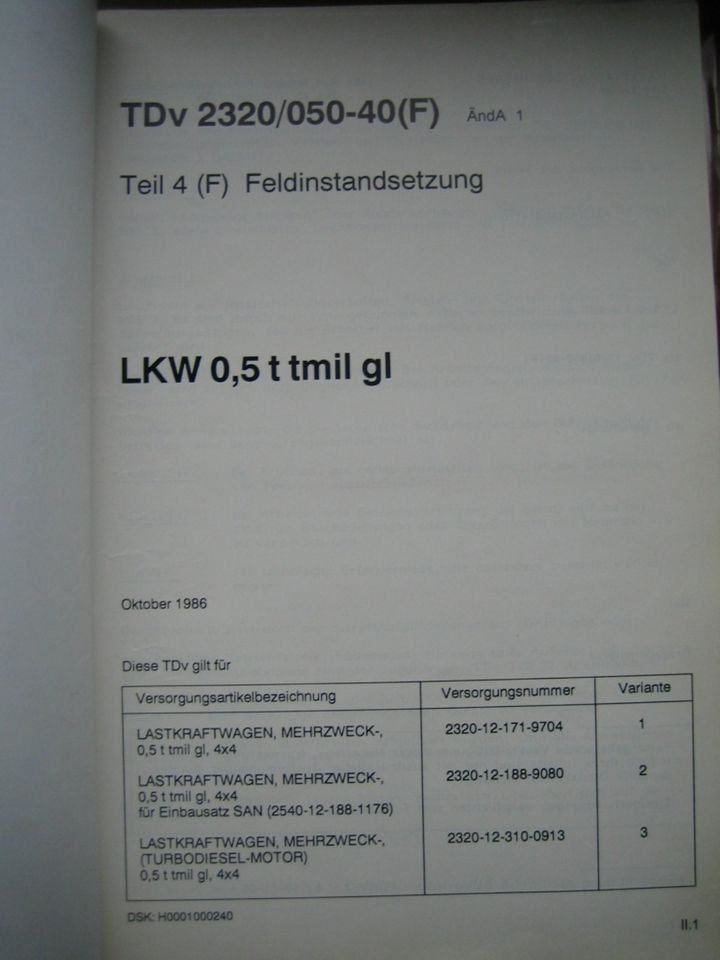 VW Iltis 2 TDV Wartung , Feld- u.Truppeninstandsetzung Teil 3 + 4 in Sinsheim