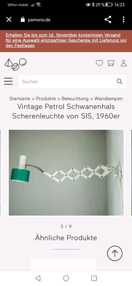 SIS, scherenlampe, Industrie , Schwanenhals, Wandlampe, 70er, in Bad Neustadt a.d. Saale