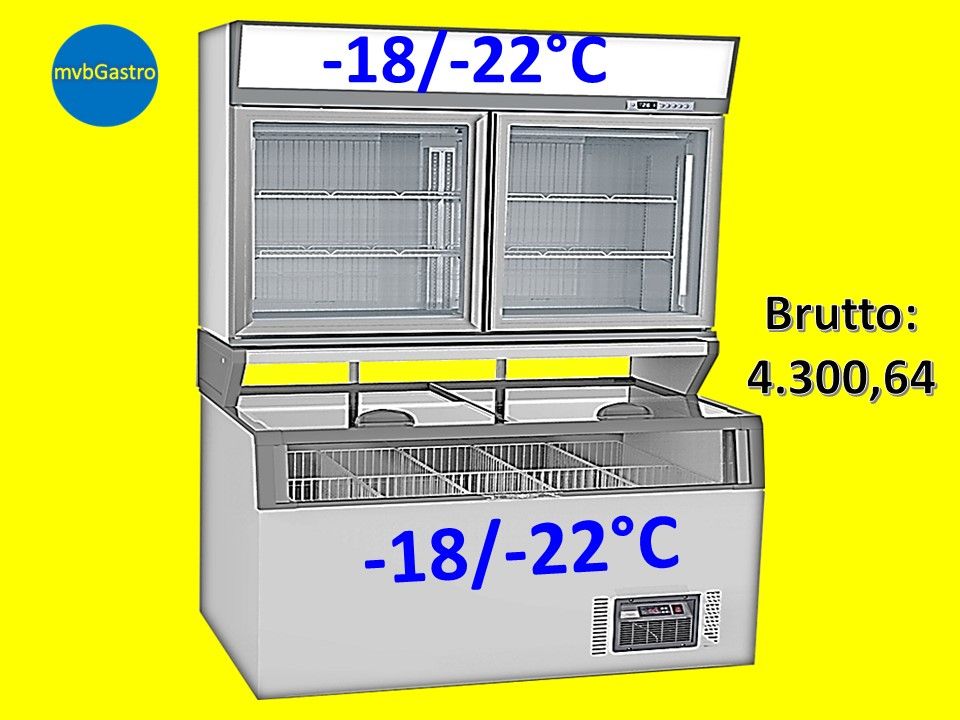 mvbgastro Sonderpreis ⚠ Supermarkt komplett Tiefkühlung Tiefkühltruhe 1454x850x2110mm Tiefkühlschrank Gefriertruhe Eistruhe Gefrierschrank Kühltruhe Kühlschrank Tiefkühl Kühl Gefrierkombination in Lübbecke 