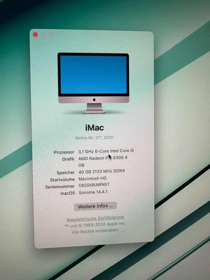 iMac 2020, i5, 256 GB, 40 GB RAM, Restgarantie in Lichtenfels