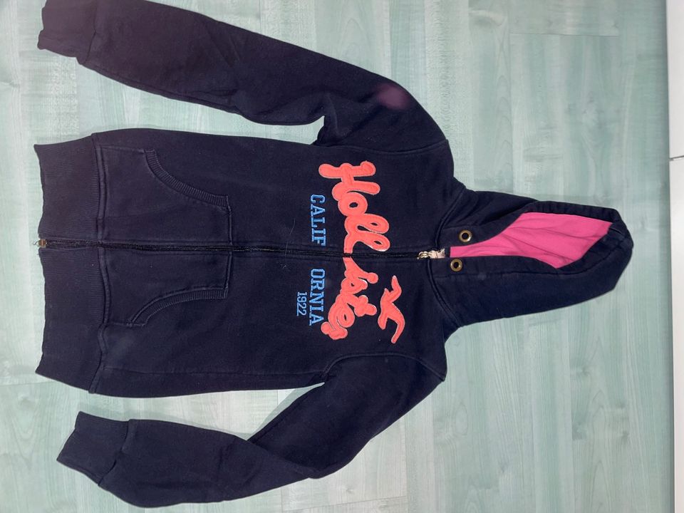 Hollister Jacke Hoodie Dunkelblau pink rosa grösse M in Hemmingen