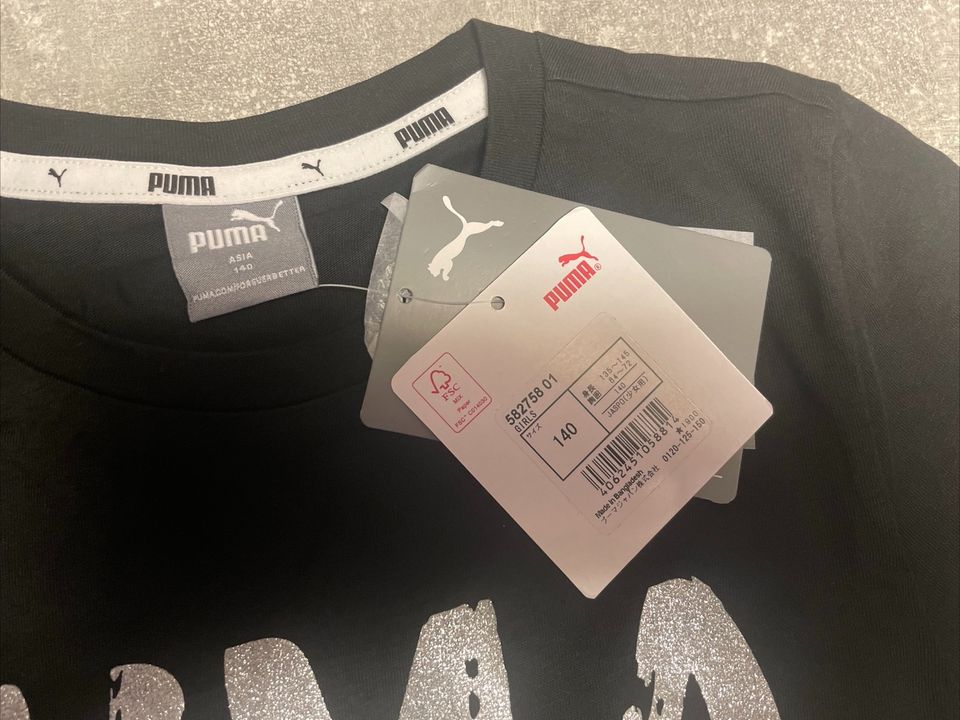 Puma T-Shirt Shirt Kinder Mädchen schwarz 140 NEU OVP in Kreuztal