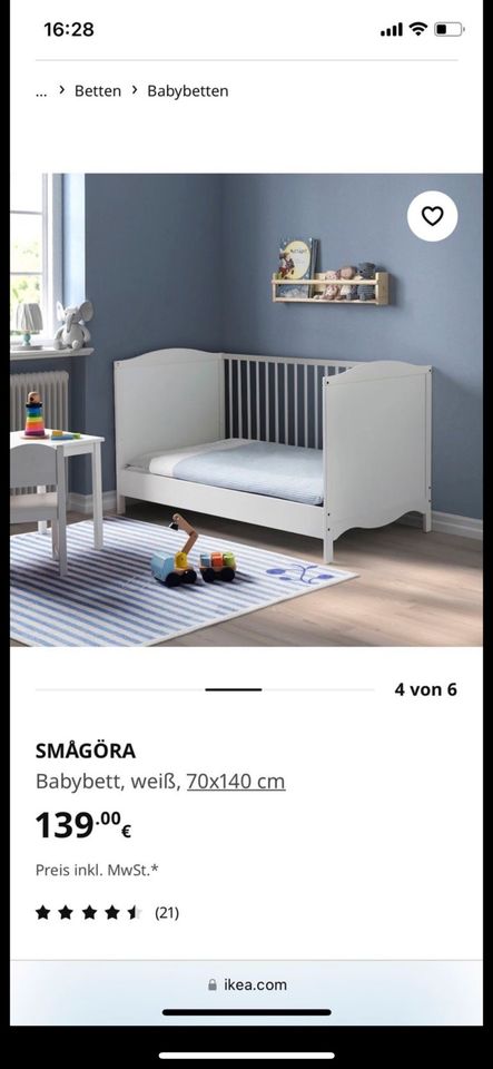Kinderbett/ Babybett / Beistellbett Ikea mit Matratze in Frankfurt am Main