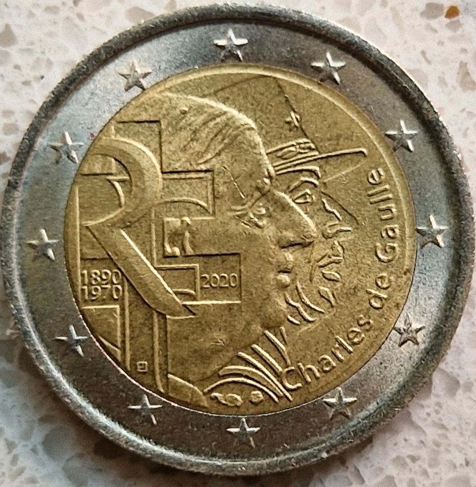 2 Euro Münze Frankreich charles de Gaulle in München