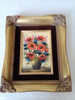 Antikes Goldfarbenes Stoffbild mit Blumenstraußmotiv 23 x 28 cm Nordrhein-Westfalen - Sundern (Sauerland) Vorschau