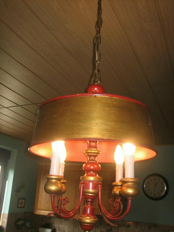 Kronleuchter 4 armig handbemalt Dekoration Vintage alte Lampe in Trier