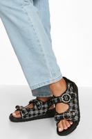 Orig. Boohoo Dad Sandals Bouclé Sandalen Schwarz Weiß Gold 36 Eimsbüttel - Hamburg Rotherbaum Vorschau