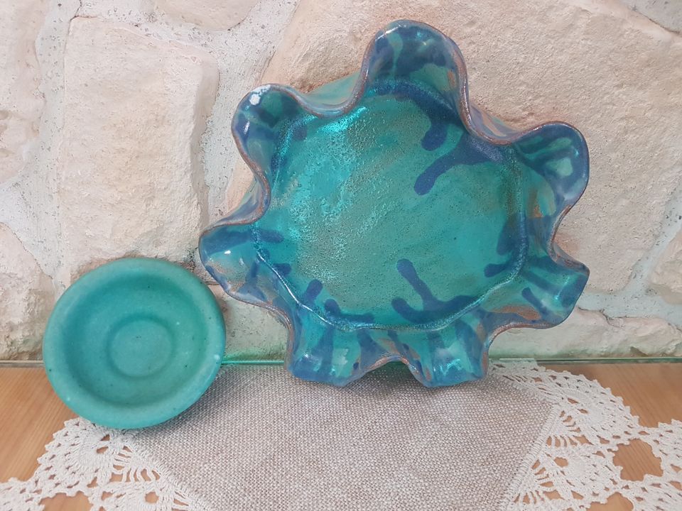 NEU Deko Landhaus Keramik grün blau Schale Schüssel Untersetzer in Bayreuth