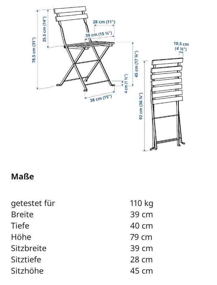 Balkonstuhl aus Holz & Metal in Bestensee