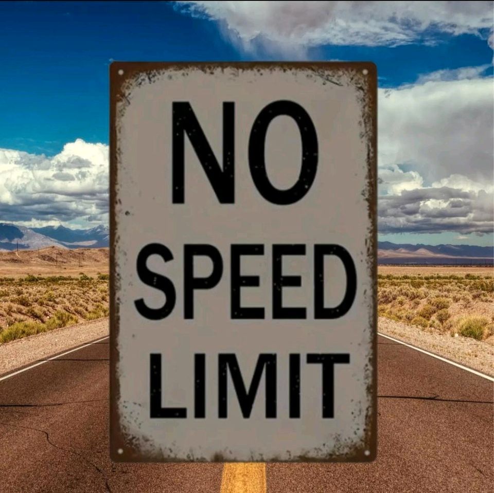 Verkehrsschild USA Blechschild No Speed Limit Film Road Straßen V in Xanten