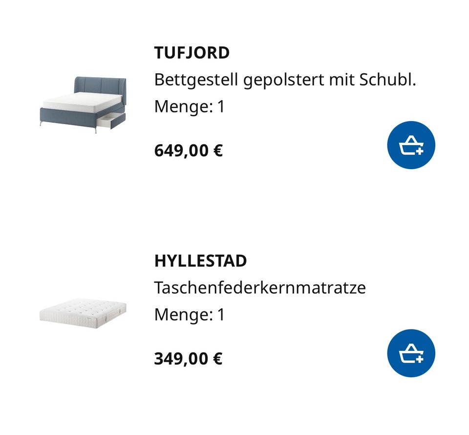 Ikea Tufjord Bettgestell inkl. Lattenrost und Matratze in Überherrn