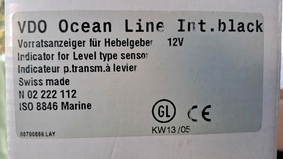 VDO Tankuhr Ocean Line Int.black, neu in Koblenz