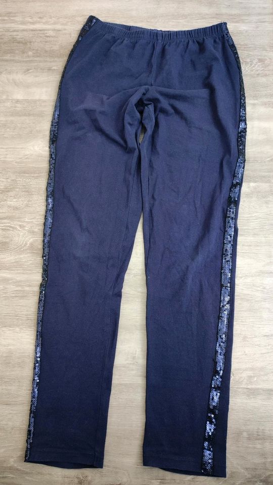 662- blaue YIGGA Leggings Hose Gr. 164 mit Pailletten in Schwerin