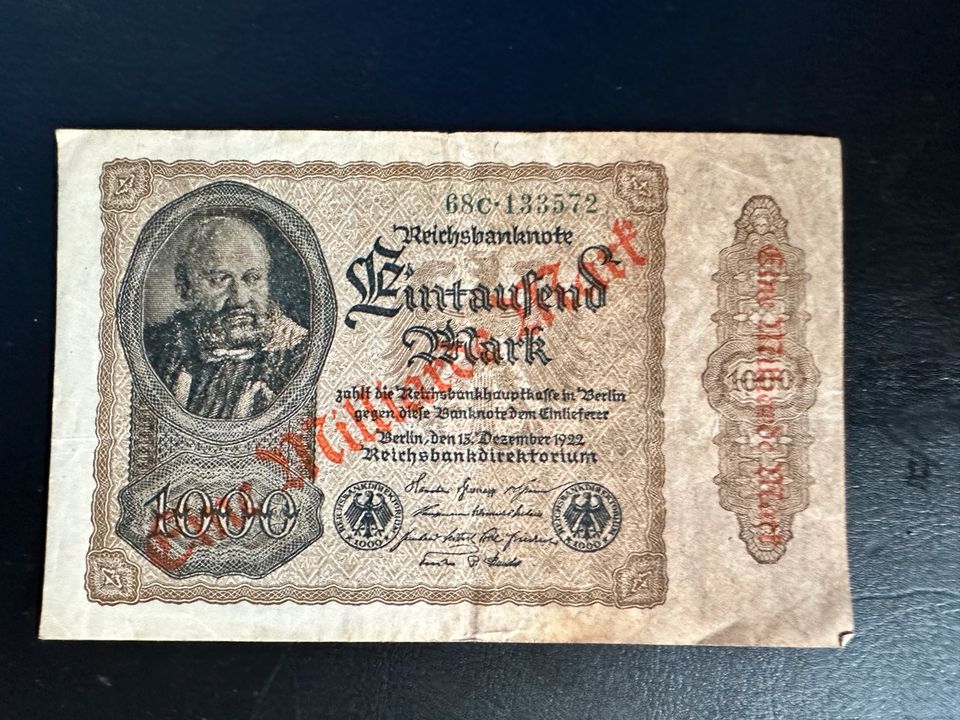 Reichsbanknote 1 Milliarde Marl vom 15.12.1922 in Schwerstedt bei Sömmerda