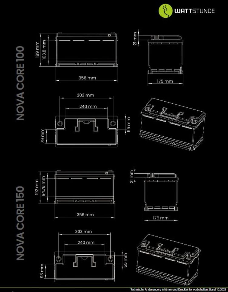 ☀️ WATTSTUNDE® NOVA Core 150Ah Batterie LiFePO4 ☀️ in Hannover