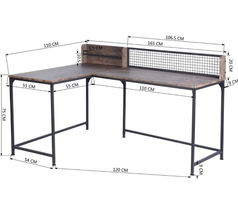 Bürotisch, Schreibtisch L-form 110x165cm in Sulz