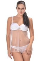 Damen Push Up Negligee Spitze Tüll mit String weiß S/M Bayern - Dingolfing Vorschau