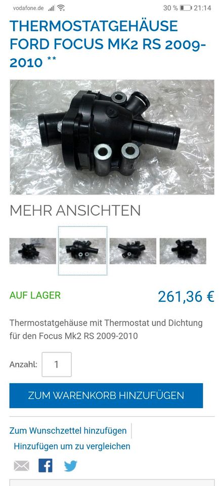 Ford Focus RS Thermostatgehäuse Thermostat Gehäuse MK2 ST Mondeo in Bernau