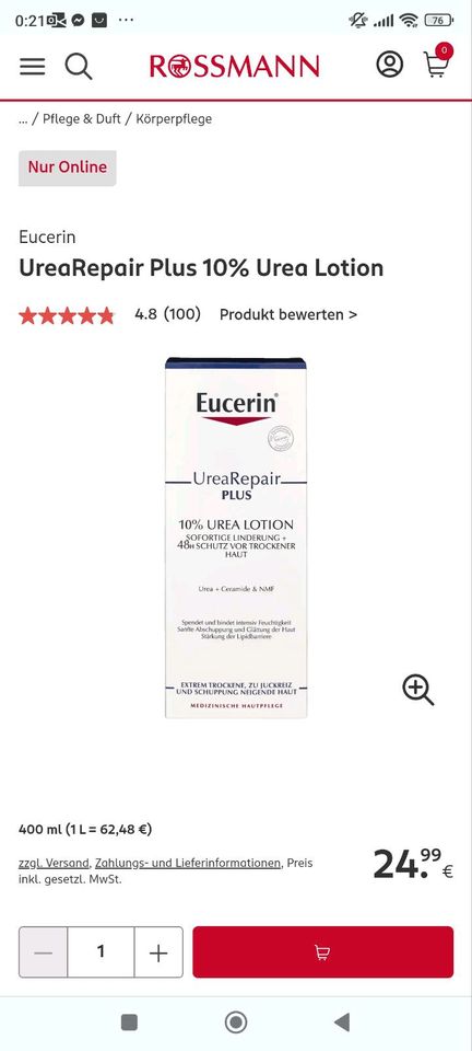 Eucerin UreaRepair Plus 10% Urea Lotion 250ml in Frankfurt am Main