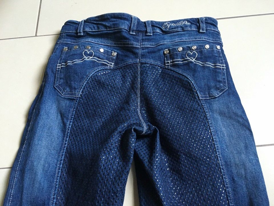 Reithose Jeansoptik, Gr. 34 Equilibre Vollbesatz Silikon in Neumark