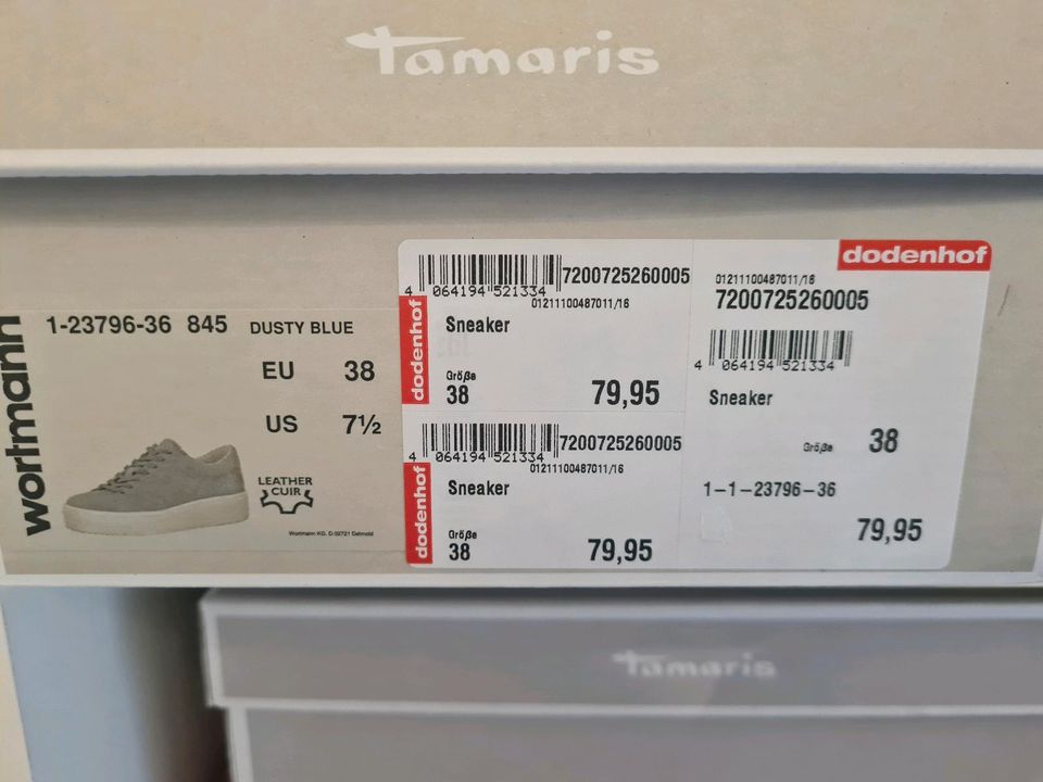 Tamaris sneaker 38 hellblau leicht Plateau top in Bremen