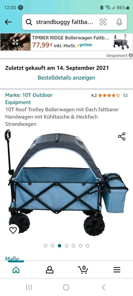 Strandbuggy faltbar mit Dach und Kühltasche in Lübeck