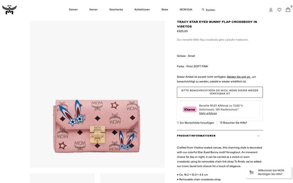 MCM Original Visetos bunny Crossbody clutch Tracy Star eyed rosa in Neuwied