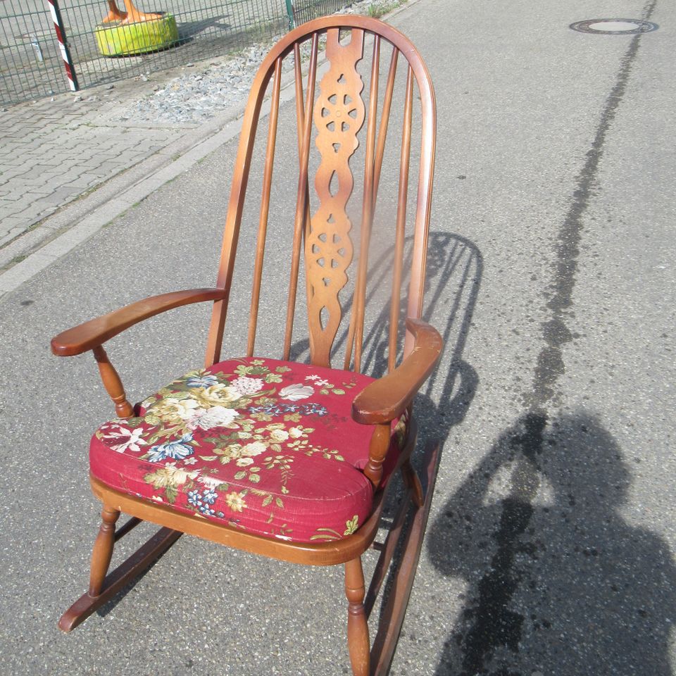 Chicer Vintage massivholz Schaukelstuhl im Country Landhaus Stil in Meißenheim