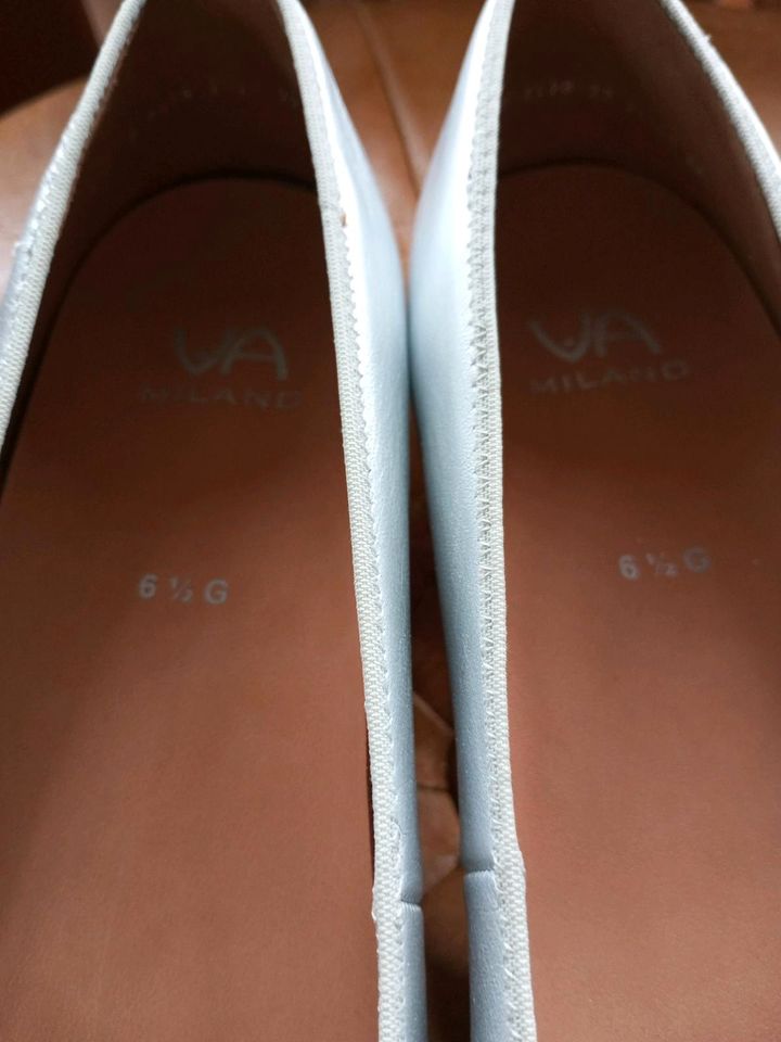 Damen Leder Ballerinas - QVC/Via Milano - 39,5 - Silber - Neu in Düsseldorf