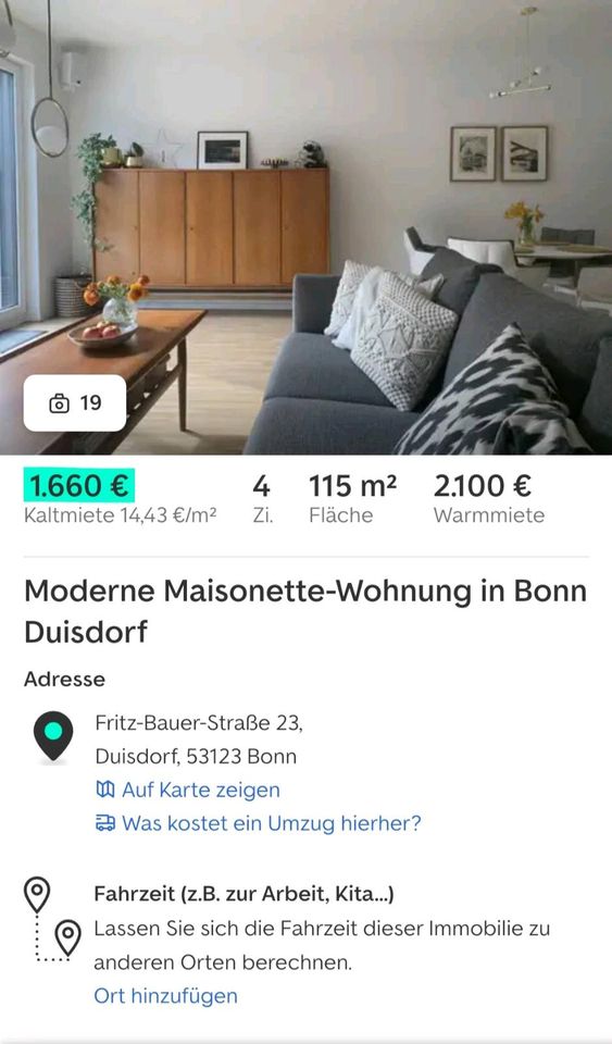 Wohnung in Bonn Duisdorf zu vermieten, 1660€ kalt in Bonn