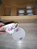 6 Zarte leichte Kaffee Tassen neu, Blumen,Vintage Goldrand ovpDDR Sachsen-Anhalt - Magdeburg Vorschau