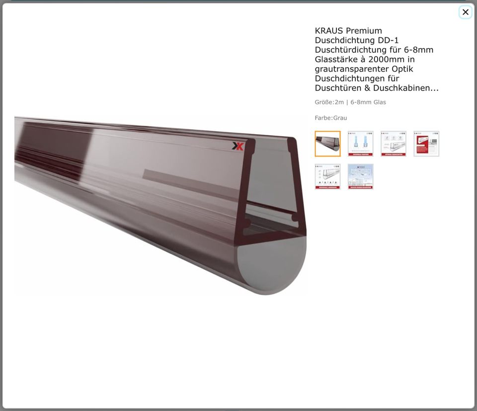Duschdichtung grau 2m in Sinn