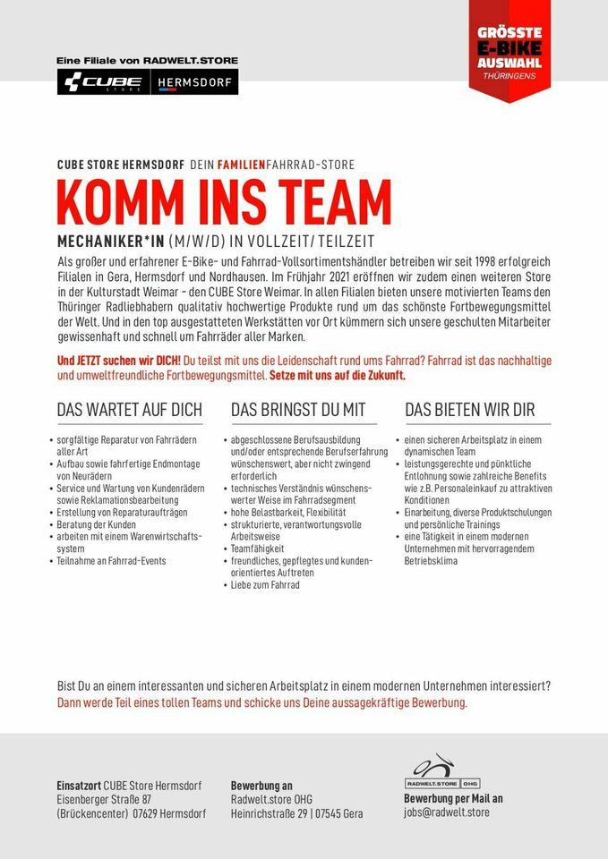 KOMM INS TEAM - MECHANIKER in Hermsdorf