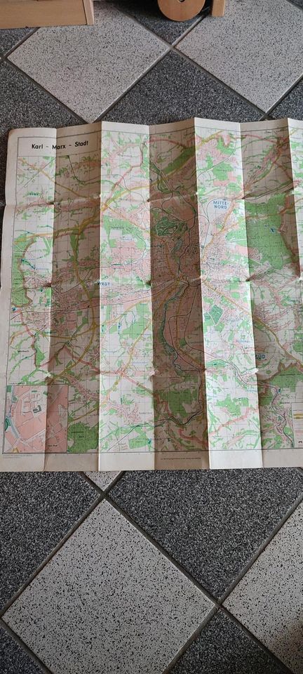 Stadtplan Straßenübersichtsplan Karl-Marx-Stadt Chemnitz DDR 1966 in Langenfeld