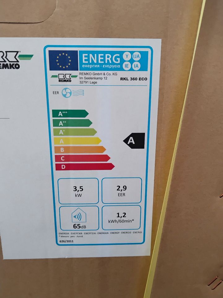 Remko RKL 360 Eco EEK: A Klimagerät, 3,5kW, Swing-Funktion weiß in Landsberg (Lech)