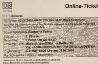 DB ICE Ticket MS Berlin Nordrhein-Westfalen - Rhede Vorschau