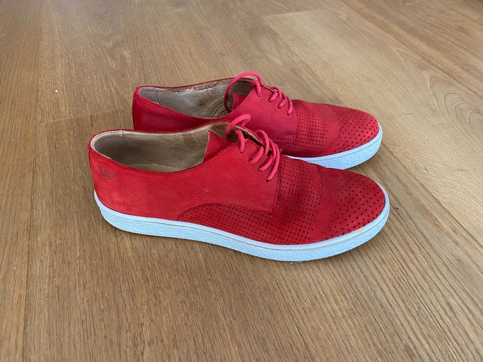 Damen Leder Sneakers in Rot Größe 38 in Schönaich