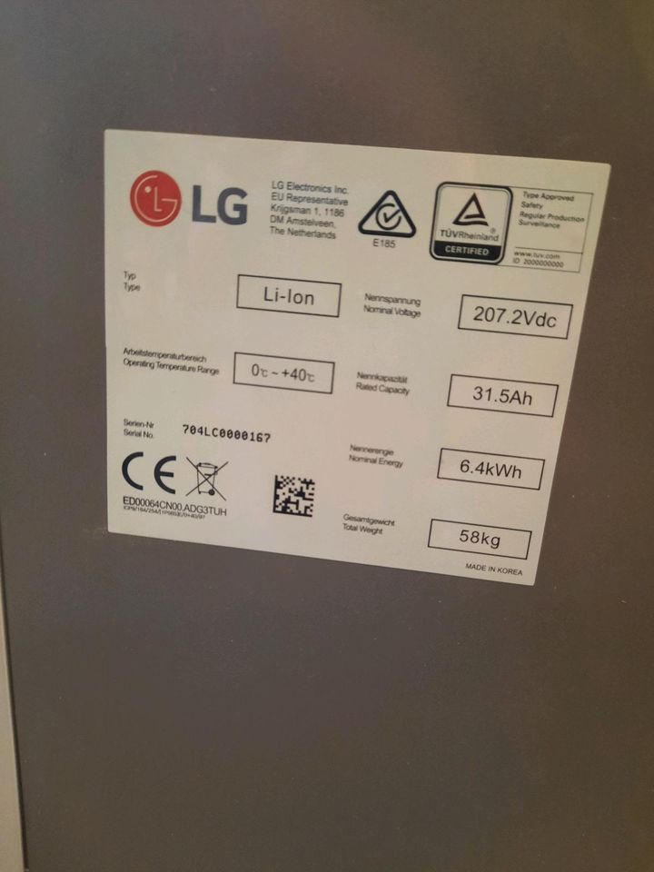 Solar Stromspeicher 31 ,5 AH und 6,4 kw von LG in Stadtroda