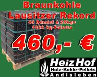 Braunkohle Palette Rekord 40x25kg-Bündel (1000kg) Briketts Thüringen - Gebesee Vorschau