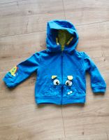 Süße Dino Sweatjacke mit Kapuze von orsolino in blau grün Gr. 74 Nordrhein-Westfalen - Wenden Vorschau