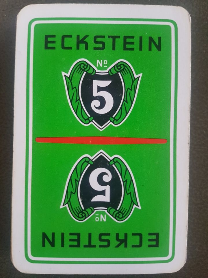 Sehr seltene Spielkarten mit Werberückseite „Eckstein 5“ in Neuburg am Inn