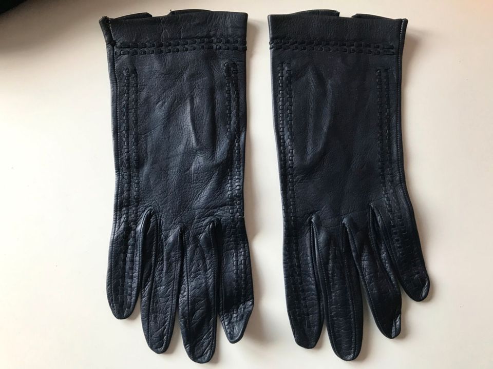 Handschuhe Leder Gr. 7 blau mit Muster in Fürth