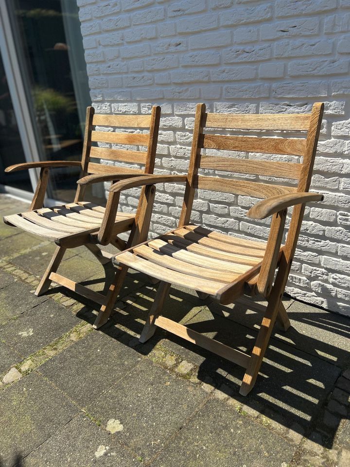 2 Teakholz-Gartenstühle klappbar (Hövelmann) in Bocholt