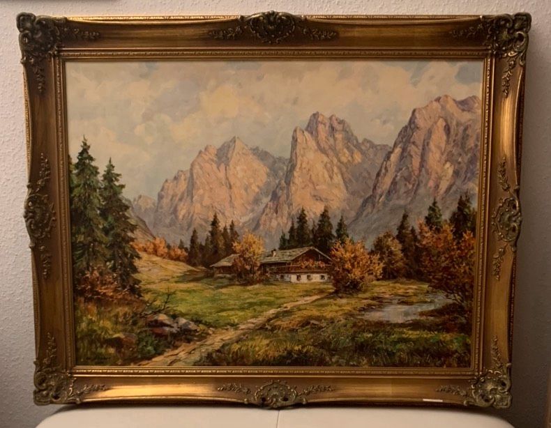 Bild "Abend im Kaisergebirge“, der Maler ist W. Schober in Westerkappeln