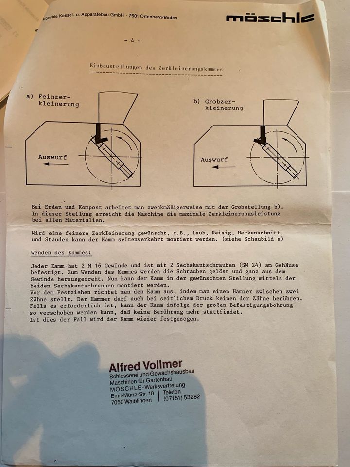 Möschle Kompowolf Honda-Motor Häcksler Zerkleinerungsmaschine in Rosengarten