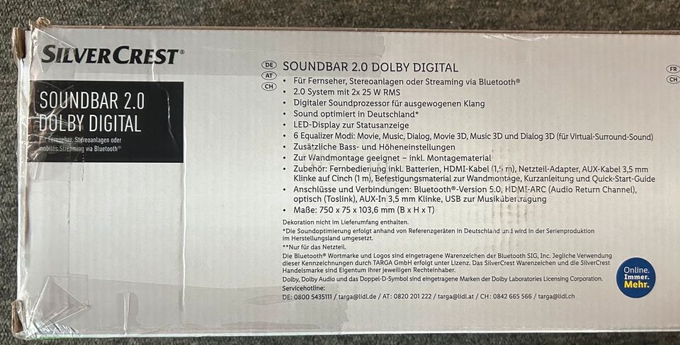 Soundbar Silvercrest 2.0 Dolby Digital »SSBD in Baden-Württemberg -  Pfedelbach | Lautsprecher & Kopfhörer gebraucht kaufen | eBay Kleinanzeigen  ist jetzt Kleinanzeigen