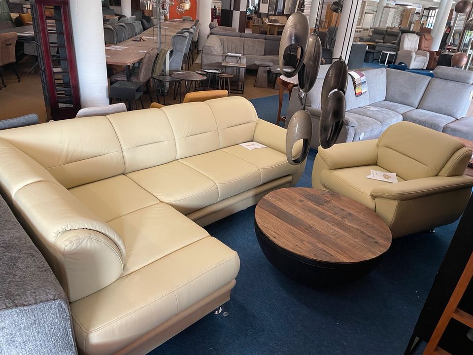 Wohnlandschaft Garnitur Sofa Couch LEDER + Sessel ✅ in Twist