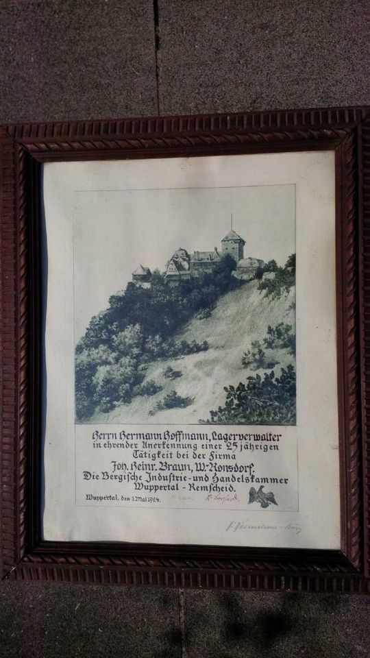 Antik Trödel alte Urkunde Auszeichnung Hermann Hoffmann 1924 in Marburg